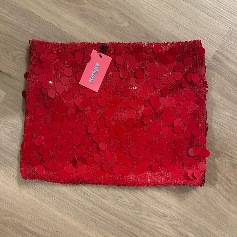 NEW WITH TAGS Edikted Red Sequin Mini Skirt